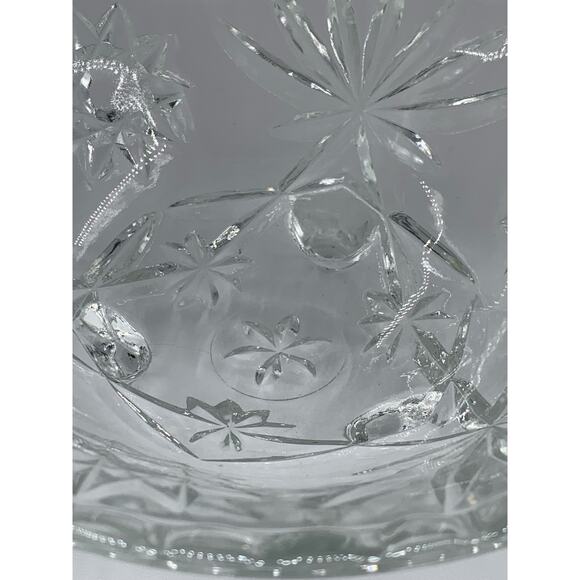 Anchor Hocking Footed Bowl Vintage Pressed Clear Glass Star Of David Candy Dish - Picture 5 of 5